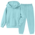 thumbnail image 3 of KAUOD Kids 2 Piece Joggers Set Half Zipper Cotton Hoodies Sweatpants Sweatsuits Boys Girls Plain Soft Pullover Sweatshirts, 3 of 9