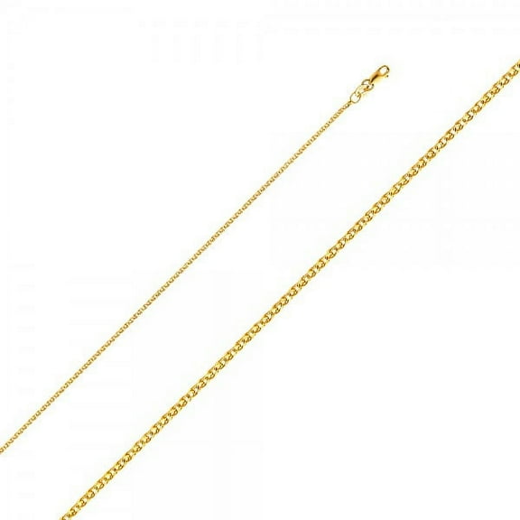 14K Gold 1.5 mm Flat Open Wheat Chain :  20"