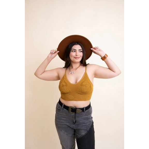 Curvy Seamless Padded Textured Brami Plus
