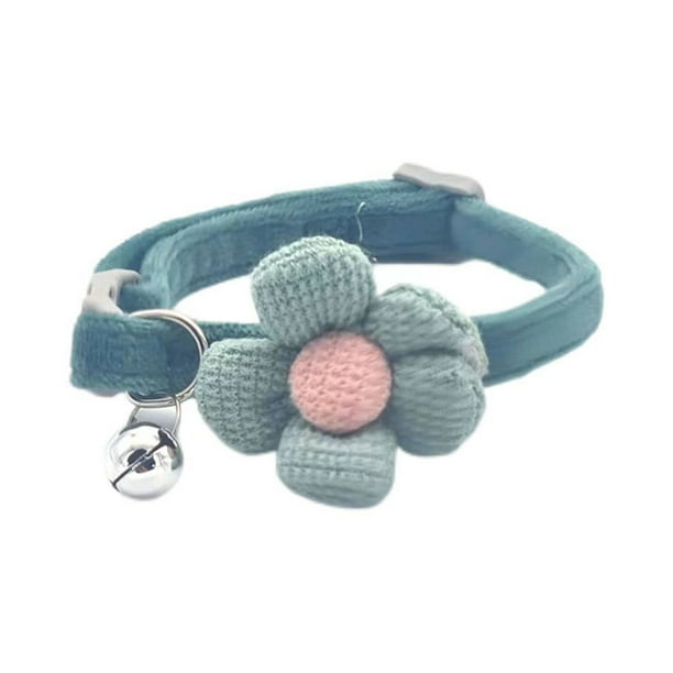 Methold Collar pequeño para mascotas, campana ajustable, decoración de flores, corbata con hebilla de bloqueo, reutilizable, decorativa, linda Suministros para gatos Verde Methold PT004106-02