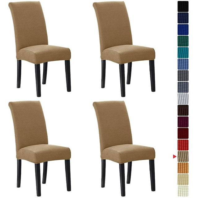 Stretch Chair Covers for Dining Room Set of 4, Removable Washable Dining Room Chair Covers, Dining Chair Slipcovers Seat Protector, Great Home Decor and Banquet Upholstery (Tan, 4 Pack)