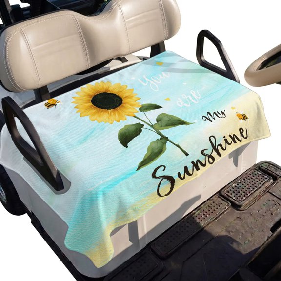 Golf Cart Seat Cover Bee Sunflowers Club Car Golf Cart Seat Covers Soft Absorbent Golfcart Towel Blanket Blue You Are My Sunshine Golf Seat Covers for Cart Decor Fits 2 & 4 Passenger 51"x31"