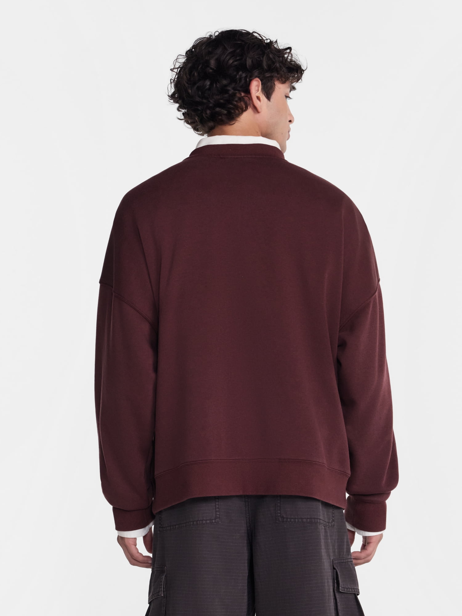 No Boundaries Crewneck Fleece Sweatshirt with Long Sleeves, Men's XS-4XLT