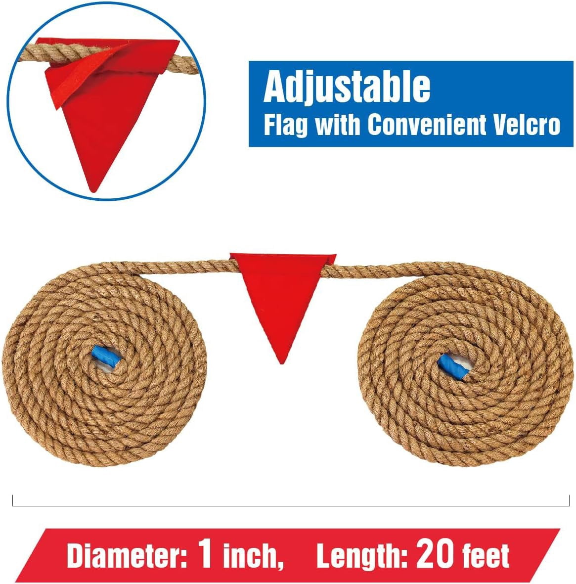 Fugocen 20Ft Field Day Tug of War Rope for Kids and Adults Outdoor Games Family Team Building
