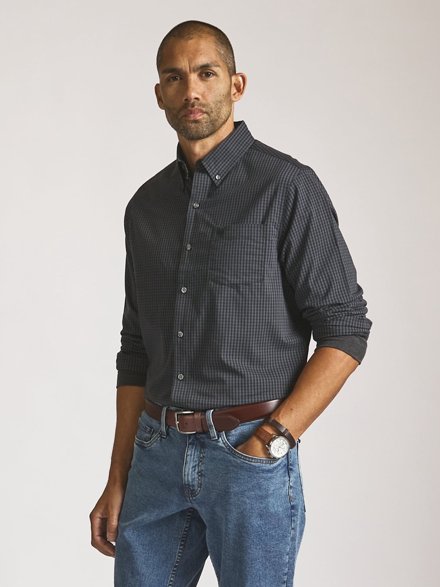 Chaps Men’s and Big Men’s Easy Care Long Sleeve Shirt, Sizes S–2XL