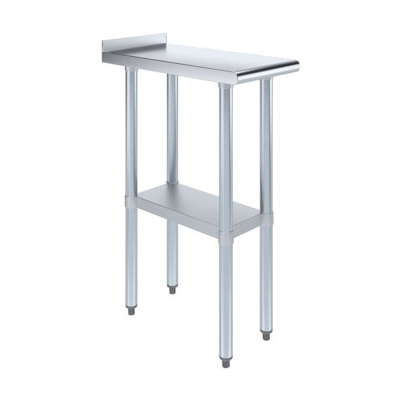AmGood 24 in. x 12 in. Stainless Steel Work Table, Narrow Filler Table with 1.5 in. Backsplash for Commercial Kitchens