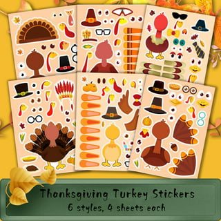 Thanksgiving Turkey Stickers for Kids 24 Sheets DIY Thanksgiving Party  Games for Toddlers Make A Turkey Stickers,Kids Turkey face Sticker Fall  Party