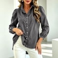 thumbnail image 6 of TGSLY Women's Ruffle Trim High Collar Denim Jacket Lightweight Button Down Puff Long Sleeve Tops Dressy Casual Solid Color Trucker Coat XXL, 6 of 10