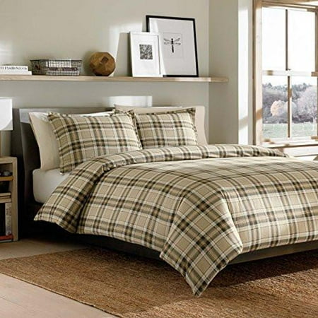 Eddie Bauer Edgewood Plaid Cotton Flannel Duvet Cover Set King