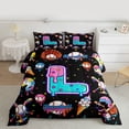 thumbnail image 2 of jejeloiu Watercolor Ice Cream Queen Comforter Set,First Letter L Bedding Comforter Set For Baseball Lover Reversible 3pcs, 2 of 8