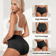 thumbnail image 5 of MecTo Womens Cotton Underwear High Waisted Tummy Control Breathable Panties Plus Size Ladies Panties 4 Pack, Black, 5 of 6