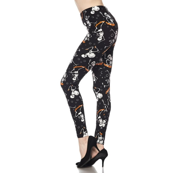 Buttery Soft Skateboarding Skeletons Plus Size Leggings - 3X - 5X (One Size Plus,Black)