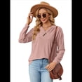 thumbnail image 1 of Blusas de Larga con Cuello en V para Mujer, Blusas Casuales Tipo Jersey, Blusas Holgadas y Elegantes, Blusas Tipo Túnica para Otoño. Rosa L, 1 of 10