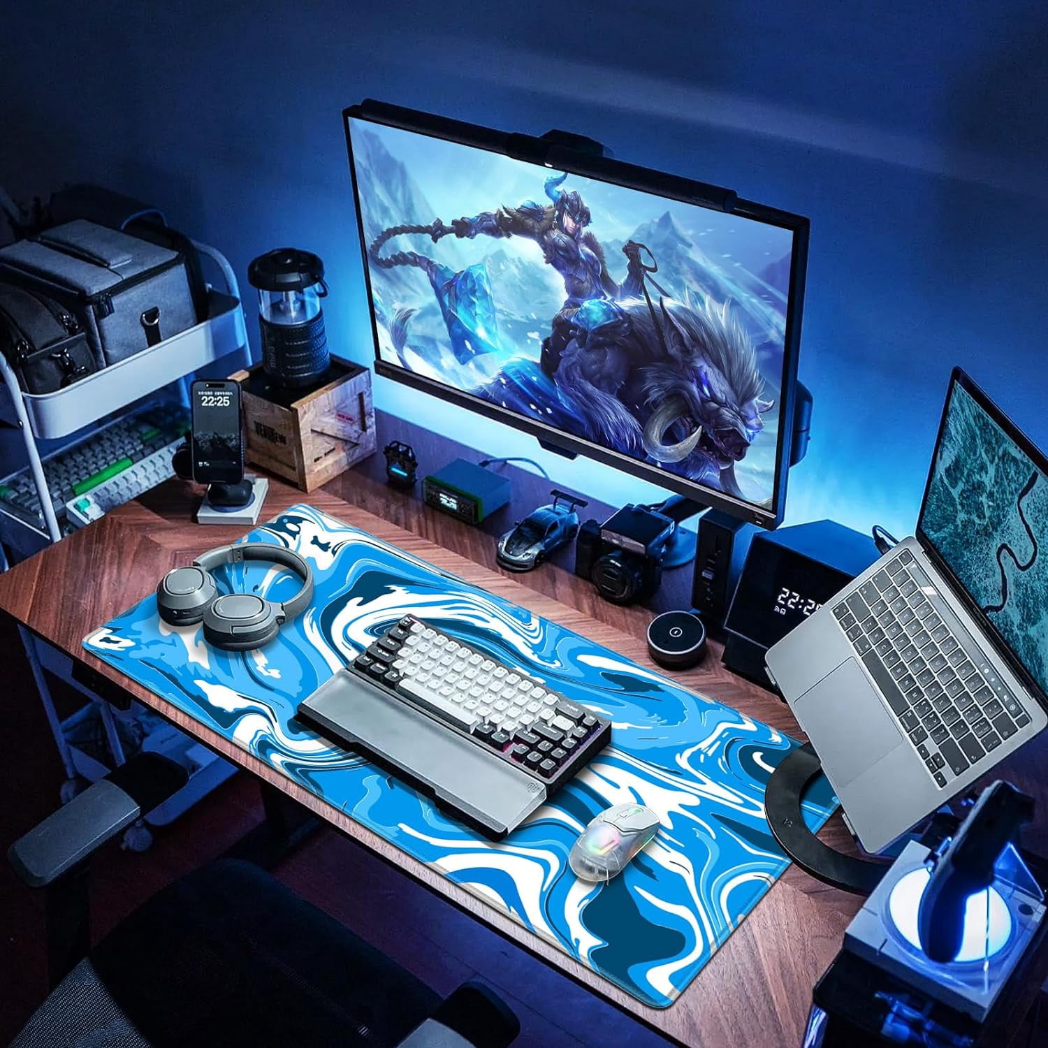 Gaming Mouse Pad, Fluid Pattern Mouse Pad 31.5x11.8inch Large Extended Computer Mouse Mat Keyboard Full Desk Mousepad for Gaming, Office, Home