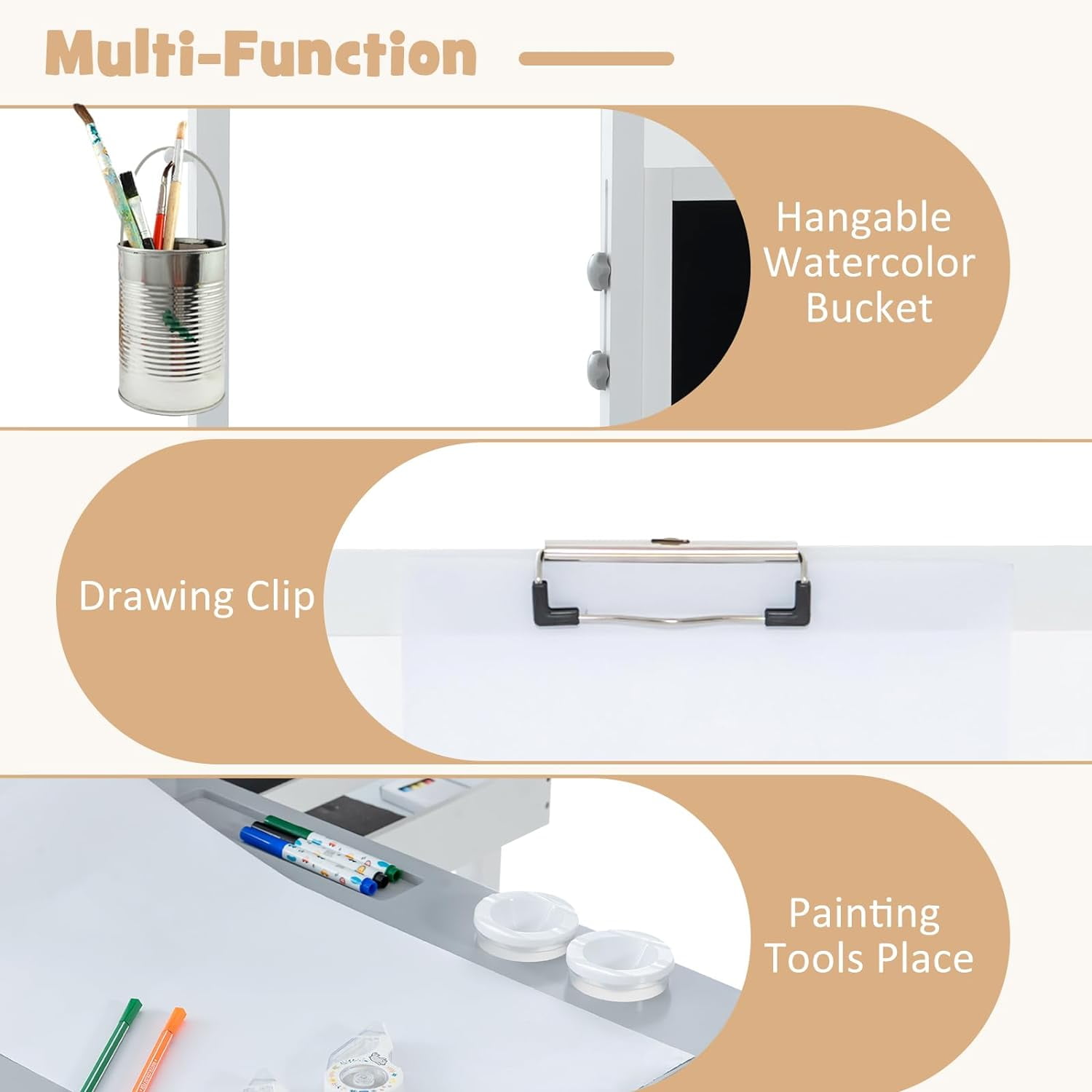 INFANS Kids Art Table and Chair Set, 3 in 1 Toddler Craft and Play Wood Activity Desk with Double-Sided Easel Paper Roll for Drawing Painting Writing, Children Furniture for Daycare Playroom