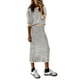 thumbnail image 1 of Conjunto de suéter PRETTYGARDEN para mujer, falda midi de punto a rayas, gris, 1 of 9
