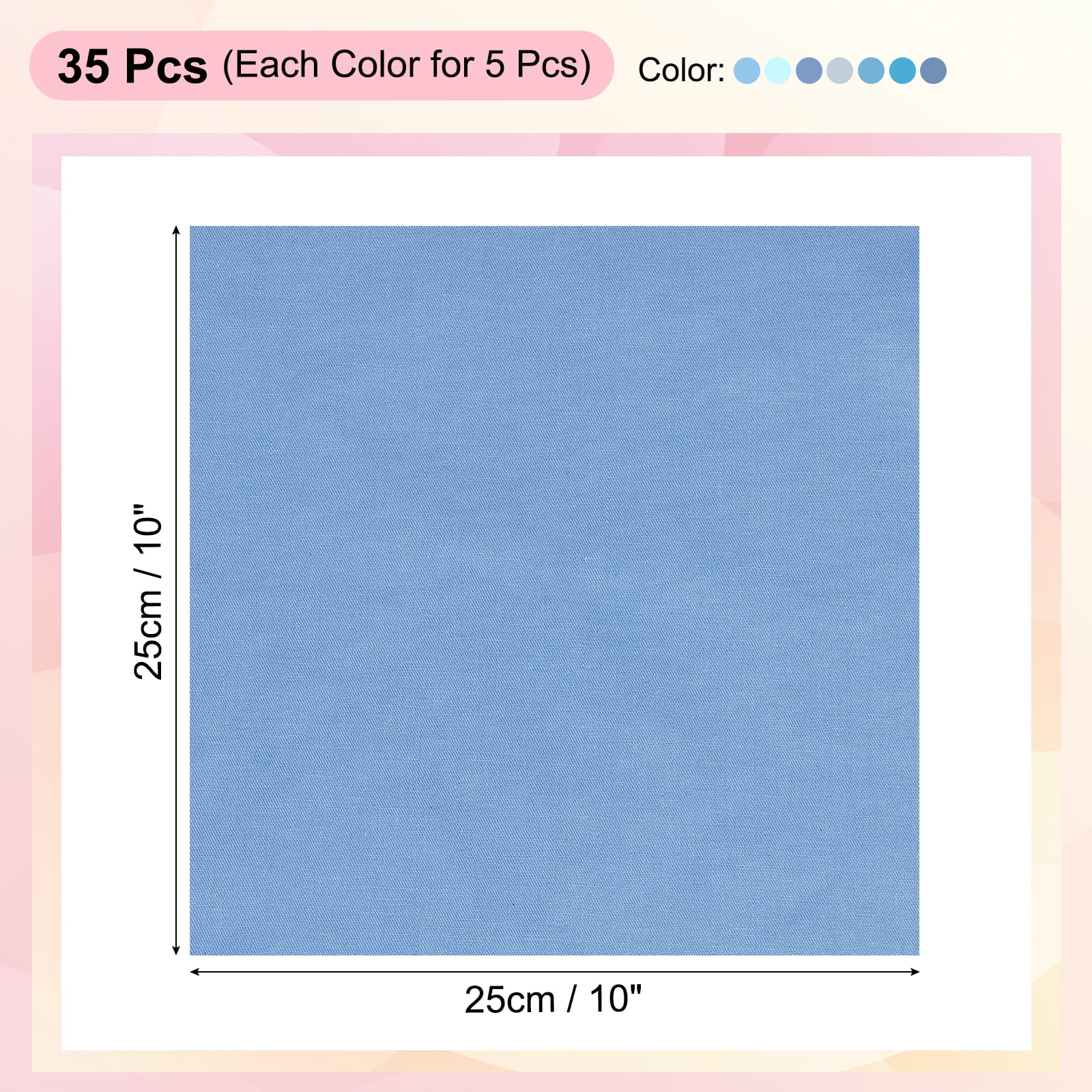 Uxcell Cotton Fabric Bundles, 35 Pcs 10 x 10 Inch Fat Quarter Solid Color Precut Fabric Squares for Sewing Patchwork Quilting DIY Crafts, Blue