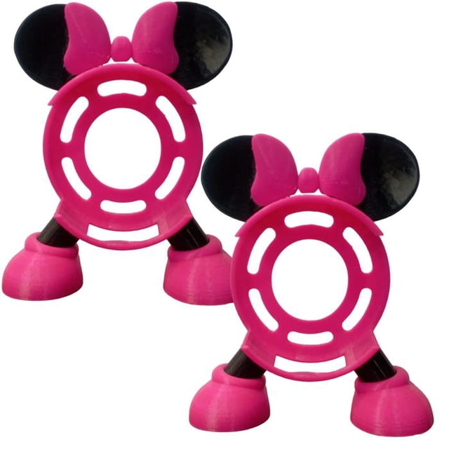 Base Alexa Echo Dot Compatible MinnieAlexa 2 Pzs 16.5x14.5x6.3cm Rosa y Negro No incluye Alexa Echo ni Cargador.
