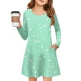 thumbnail image 2 of Drmagiyhm Girls Long Sleeve Skater Dress Size 10-12 Party Polka Point Crew Neck Dress Twirly Chiffon a Line Dress Fall Cute Outfit Mint Green 12-14 Years, 2 of 5