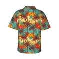 thumbnail image 3 of Fotbe Colorful Hawaii Palms Hawaiian Shirt for Men Unisex Summer Beach Casual Short Sleeve Cotton Linen Button Down Shirts-Medium, 3 of 9