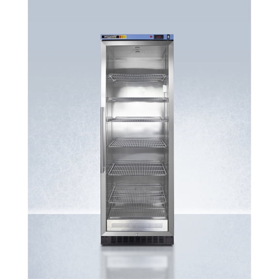 Single chamber blanket warmer with glass door, stainless steel interior, digital thermostat, and lock