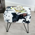 thumbnail image 5 of Home Soft Things Faux Fur Ottoman - Cows Flowers - Black Leg - 19x13x17'', 5 of 6