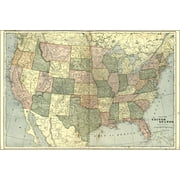 24"x36" Gallery Poster, Map of United States of america 1906