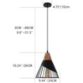 thumbnail image 3 of Modern Black Metal Pendant Light， 1-Light Creative Wooden Hanging Light Fixtures for Dining Room,Living Room,Bedroom,Hallway,Kitchen,Bar, Height Adjustable, E26 Base, (Not Included Bulbs), 3 of 9