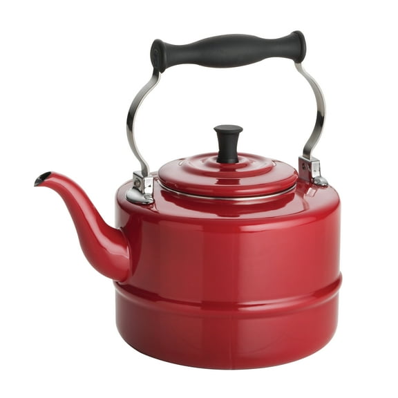 BonJour Tea Enamel-on-Steel Gooseneck Teapot / Teakettle, 2-Quart, Red