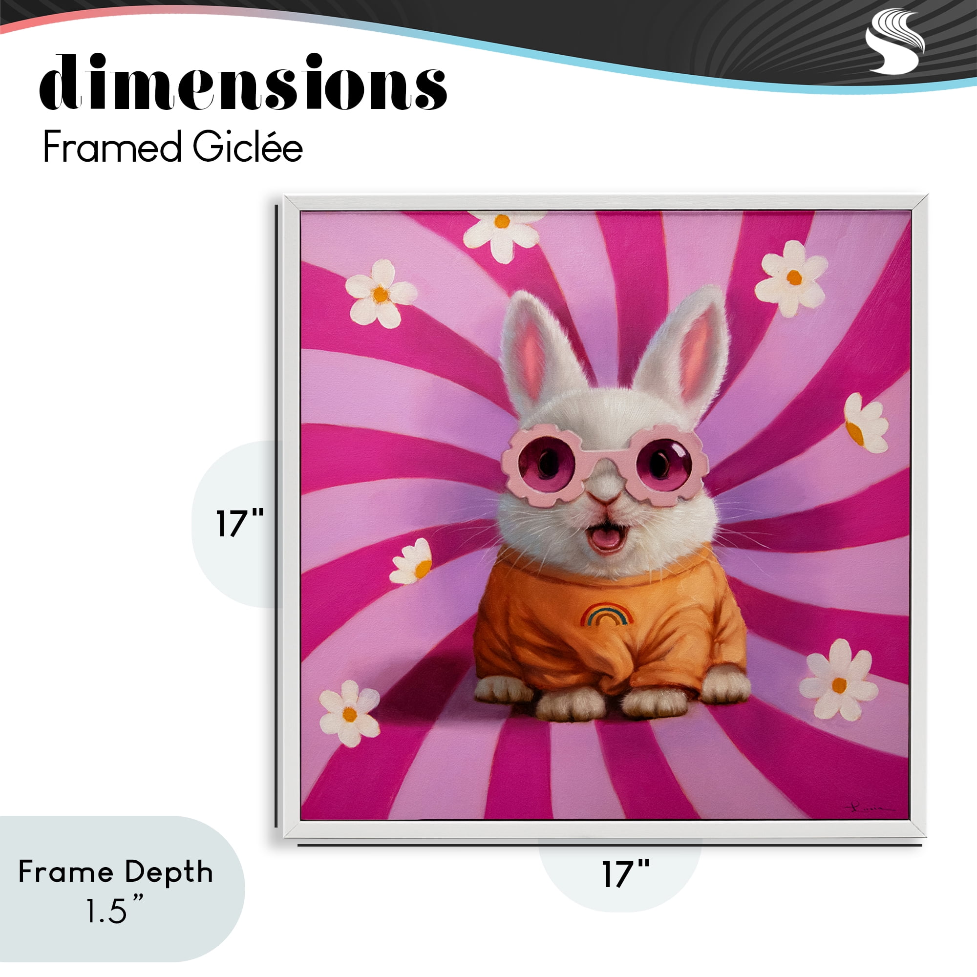 Stupell Industries Good Vibes Only Rabbit White Framed Giclee Art, design by Lucia Heffernan