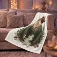 thumbnail image 6 of Rustic Forest Bear Mountain Pinecone Illustration, Peaceful Mountain Lake Scene, Warm Flannel Blanket for Cabin and Lodge, Outdoor Lovers person's Day Gift, Artistic Home Decor, 6 of 9
