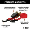 thumbnail image 2 of Curt Manufacturing 83001 Ratchet Cargo Straps, Red, 2 of 2