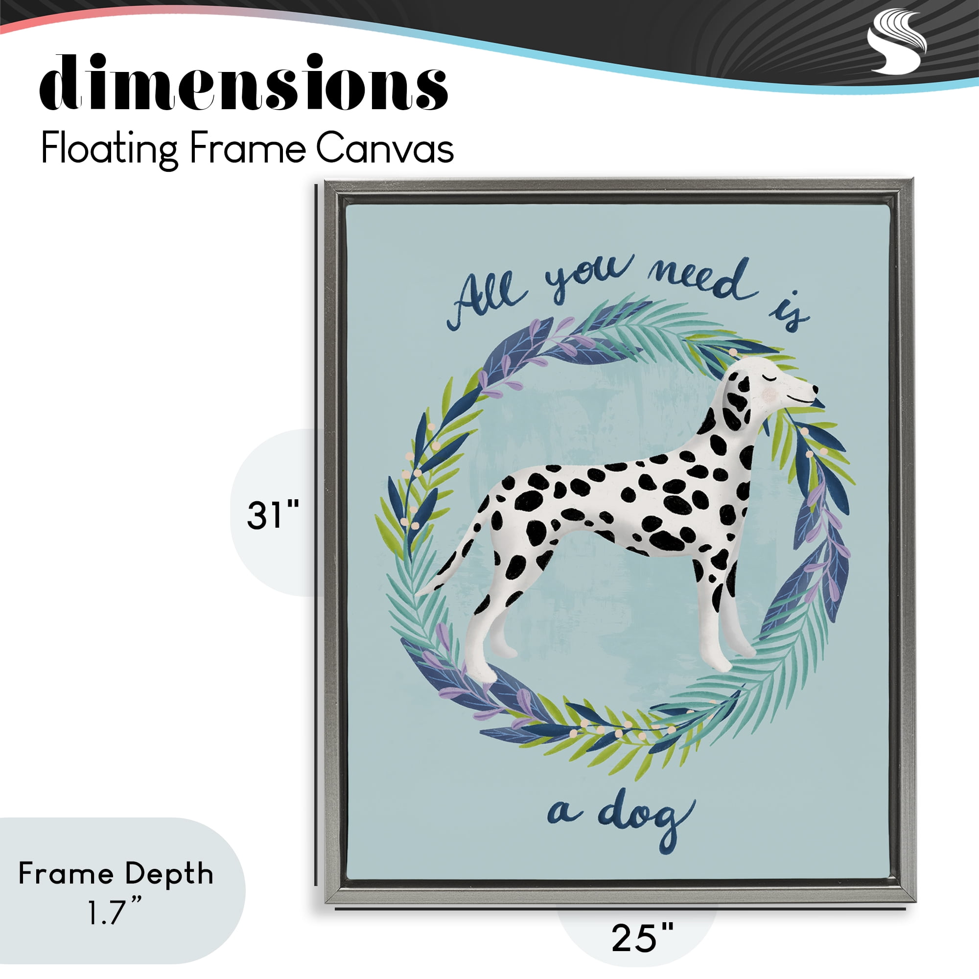 Stupell Industries All You Need Is A Dog Gray Framed Floater Canvas Wall Art, design by Metka Hiti