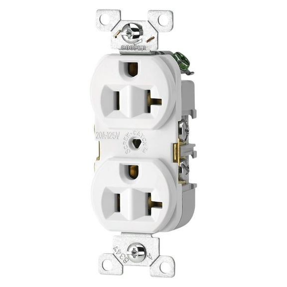 Cooper Wiring CR20W-SP Commercial Grade Straight Blade Duplex Receptacle, White