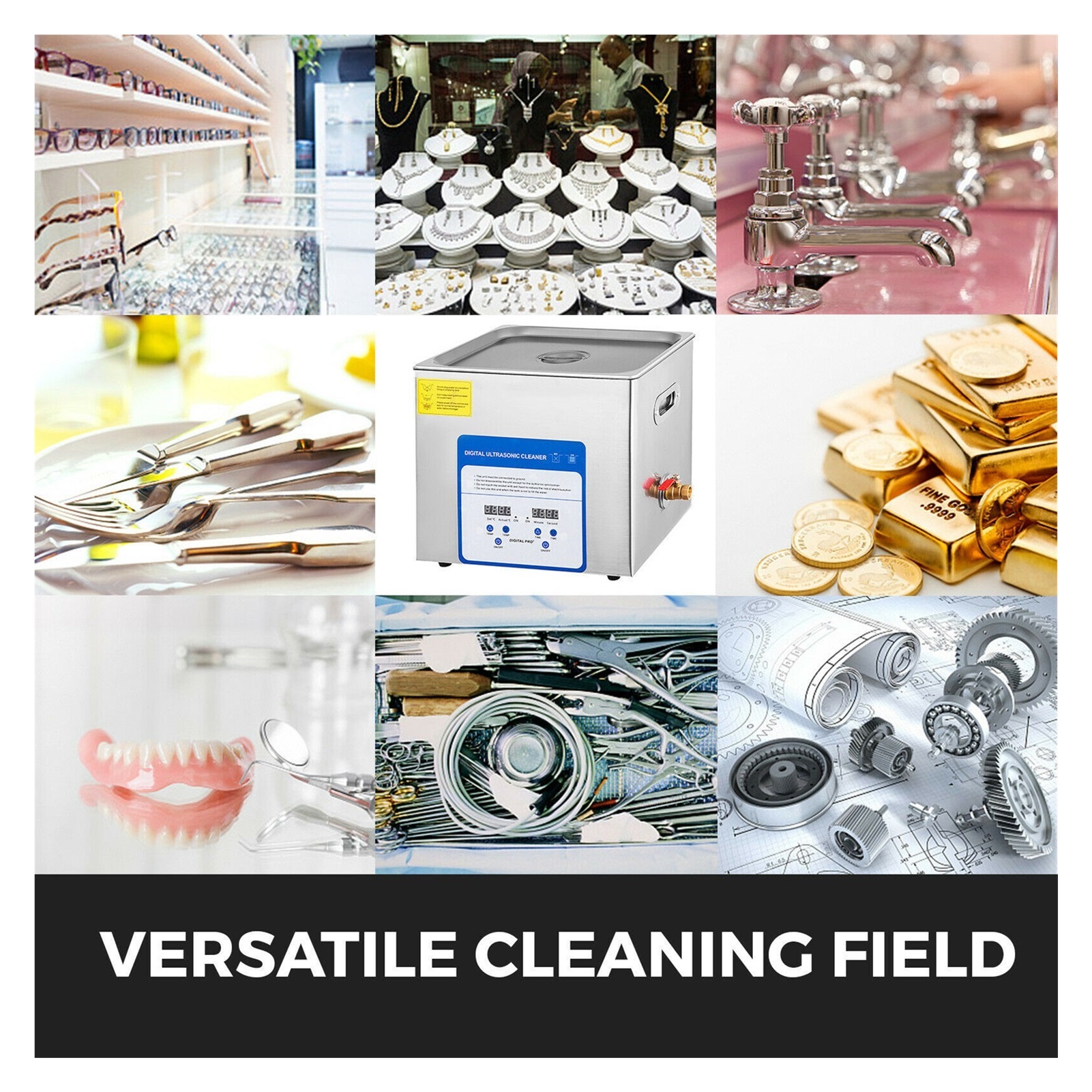 3.2L 6L 10L Ultrasonic Cleaner Mini Portable Washing Machine 316 Stainless Steel Dishwasher Ultrasound Bath Contact Lenses ,Strong Cleaning