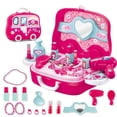 thumbnail image 3 of Multifunctional Kids Pretend Play Set with Kitchen Utensils, Vanity, Cash Register & Doctor Tools in Portable Travel Suitcase - Interactive Plastic Toy for Cognitive & Skill Development, Lightweight, 3 of 5