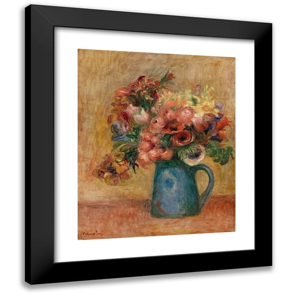 Pierre-Auguste Renoir 12x14 Black Modern Framed Museum Art Print Titled - Vase of Flowers (Flower Vase) (C. 1889)