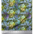 thumbnail image 1 of Soimoi Viscose Chiffon Fabric Leaves & Grandiflora Roses Floral Print Fabric by the Yard 42 Inch Wide, 1 of 3