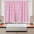 thumbnail image 2 of Ambesonne Pink Kitchen Curtains, Flowers Dots Butterflies Love, 55"x45", Pink and Pale Pink, 2 of 3