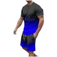 thumbnail image 2 of Men's 2 Piece Outfits Short Sleeve Golf Shirt Drawstring Shorts Set Tracksuit Blue XXL, 2 of 5