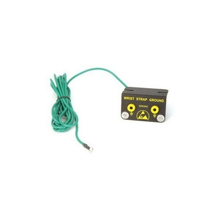 Grounding Stud - SCS WSGR2 - ESD Grounding Cord, Black/Yellow, 10ft, 10Mohm, 4mm Stud Size