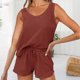 thumbnail image 1 of Camiseta de punto para mujer pantalones cortos camiseta con cuello redondo para mujer conjunto de pantalones cortos atuendo diario FLhrweasw Para estrenar, 1 of 7