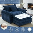 thumbnail image 6 of Gexpusm 40" Chenille Accent Chair with Ottoman - Ultra-Comfy Single Sofa Chair for Living Room, Bedroom & Apartment, Dark Blue, Ideal for Reading and Relaxing, 6 of 7