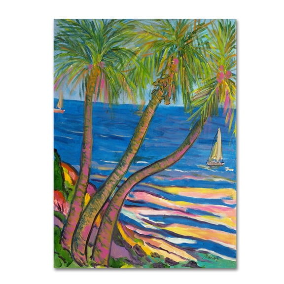 Trademark Fine Art "Blue Sea with 2 Boats" Canvas Art by Manor Shadian