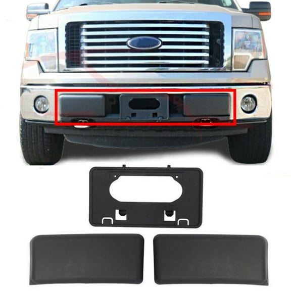 Front Bumper Guards & License Plate Frame Bracket Kit 9L3Z17E810B 9L3Z17A385A Fit for 2009 2010 2011 2012 2013 2014 Ford F-150