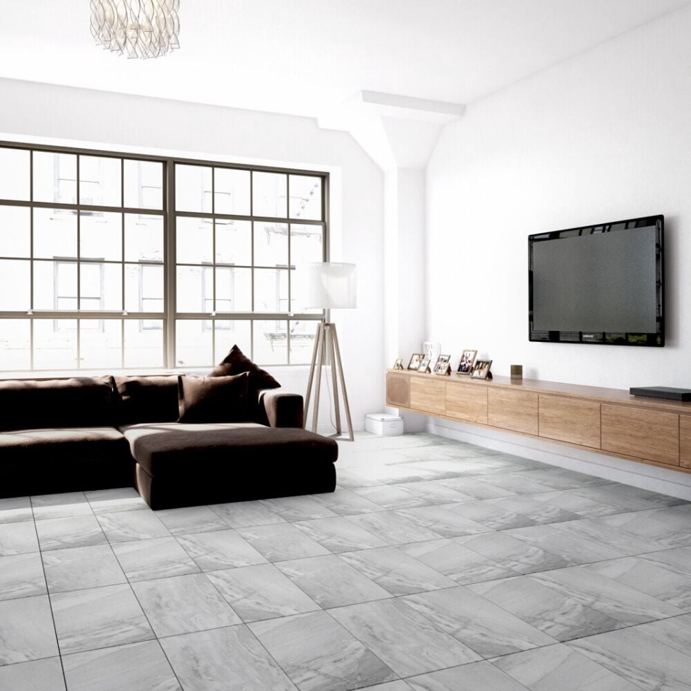 The Tile Life Sierra White Porcelain Floor and Wall Tile, 12" x 24", 8-Piece
