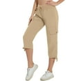 thumbnail image 5 of Lenpel Women's Cargo Capri Pants Lightweight High Waisted Drawstring Cropped Hiking Pants Summer Casual Travel Shorts with Pockets, 5 of 6