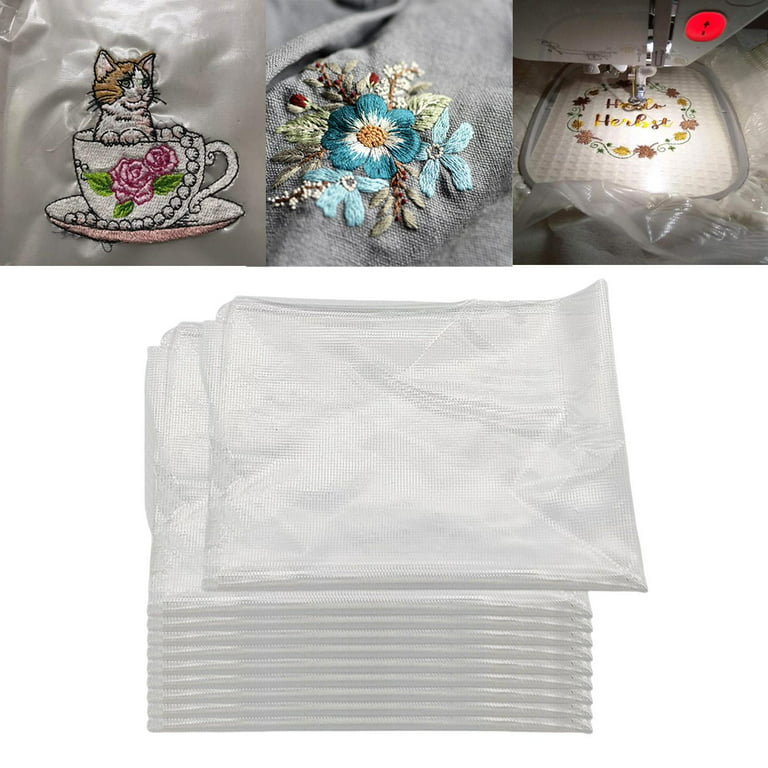 100 Sheets Wash Away Embroidery Stabilizer Water Soluble Embroidery Topping  Film Transparent Water Soluble Stabilizer for Embroidery and Topping (8 x 8  Inch/ 20 x 20 cm)