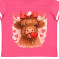 thumbnail image 4 of Inktastic Cute Highland Cow with Heart Lollipop Red Bow Boys or Girls Toddler T-Shirt, 4 of 5