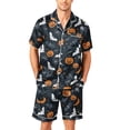 thumbnail image 3 of DORKASM Halloween Matching Pajamas for Men Pj Sets Bat Pumpkin Print Button Down Sleepwear Black L, 3 of 4